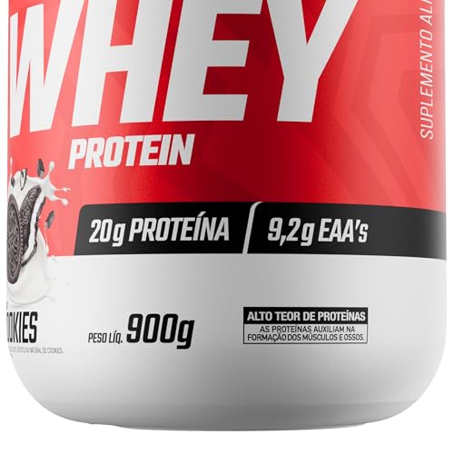 Whey Protein 100% Concentrado Pote 900g Sabor Cookies - Ftw Suplemento Alimentar, Proteína do Soro do Leite, Alto Valor Biológico