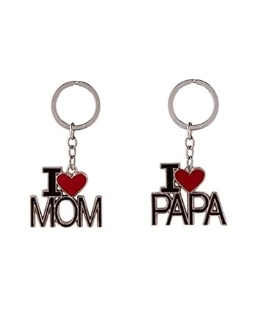i-gadgets Multicolor I Love MOM and I Love PAPA Keychain(Set Of 2)