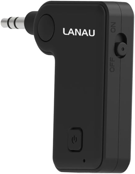 Bluetooth Receiver, LANAU Portable Wireless Audio Adapter Hands-free Bluetooth 4.1 Car Kits with 3.5mm Stereo Output for Home/Car Audio - Black