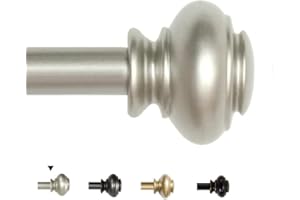 H.Versailtex Nickel Window Curtain Rod and Finial, Bracket Set, 66 - 120 Inch, 3/4 - Inch Diameter