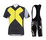 WWL Fashion Mens Cycling Jersey Breathable Full-zipper Comfortable Cycling Top Tight Bib(Short) Set For Outdoor Riding
