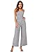 Sedrinuo Womens Elegant Casual Work Jumpsuit Grid Straps Wide Leg Long Pants Black Small