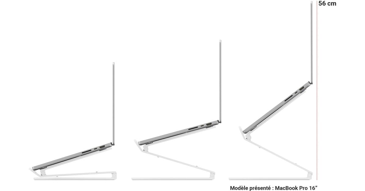 Twelve South Curve Flex | Ergonomic Height & Angle Adjustable Aluminum Laptop/MacBook Stand/Riser, fits 10"-17", folds flat for portability -travel pouch included, matte black - Image 4