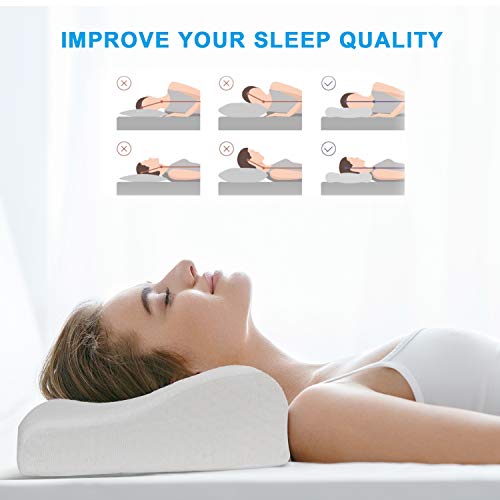 Memory Foam Pillow Neck Pillow for Sleeping, Cervical Pillow for Neck pain, Side Sleeper Pillow Contour Pillow for Side/Back/Stomach Sleeper, Ergonomic Orthopedic Pillow Comfort and Correct Spine
