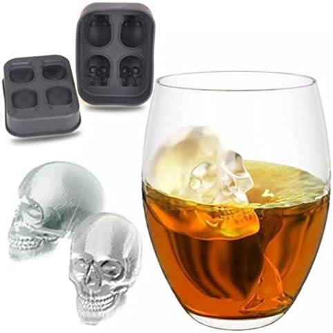 ULAKY 1PCS Skull Shape 3D Ice Cube Mold Maker Bar Party Silicone Trays Chocolate Mold