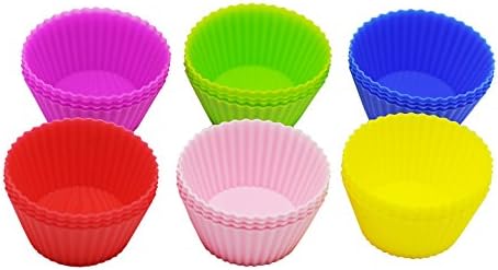 Oululu Reusable Silicone Baking Cups - 24 Pack Cupcake Liners for Cupcakes Muffins & Mini Cakes
