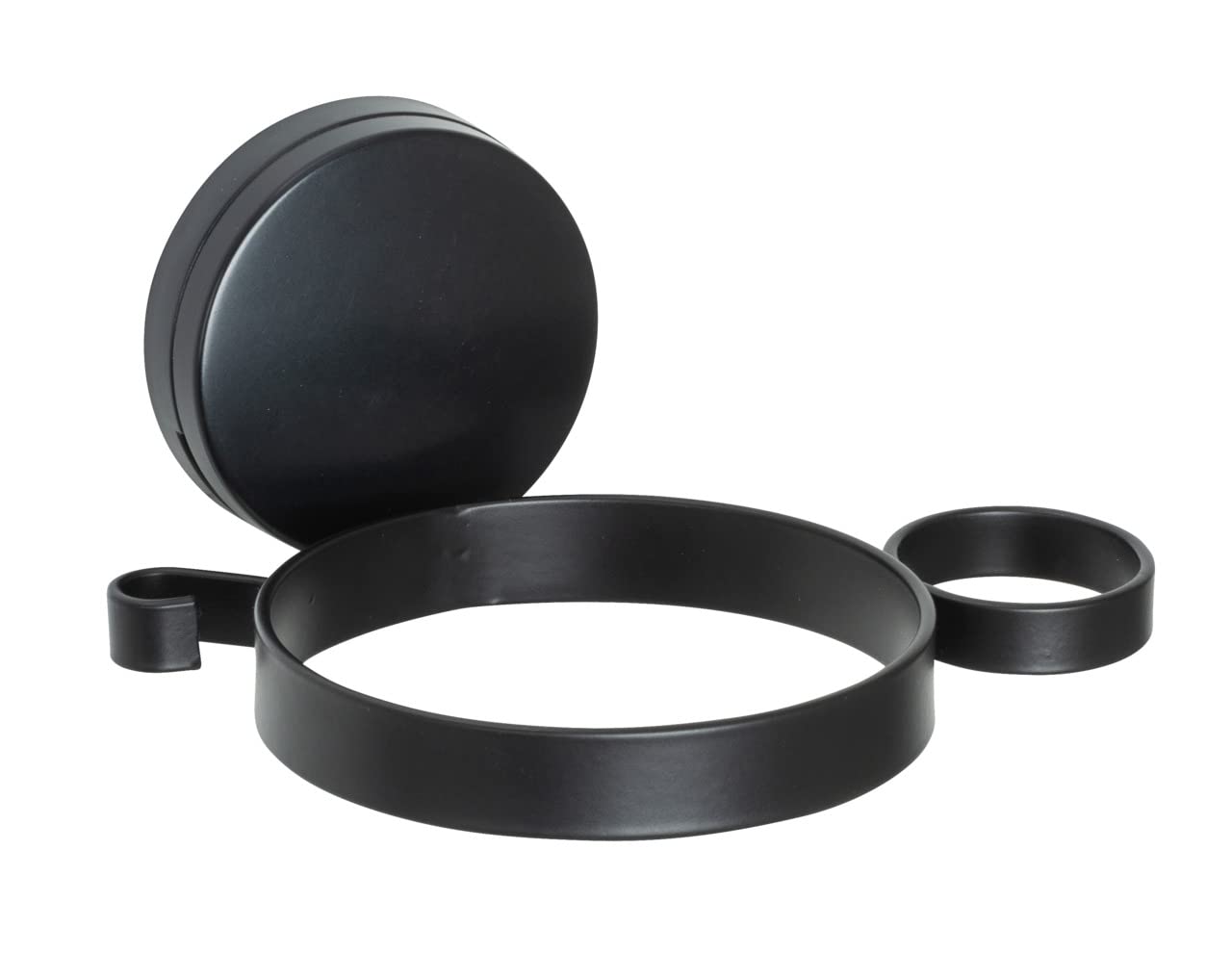 WENKO Static-Loc Plus Pavia Hair Dryer Holder, Black, Hair Dryer Holder with Comb and Cable Holder, Attaches without Drilling, Secure Hold Thanks to Static Adhesion on Smooth, Airtight Surfaces