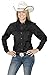 Sunrise Outlet Women's Button Down Cotton Western Cowboy Shirt-Black-Large