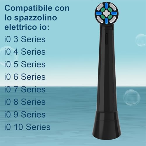 6 Heads Compatible with Oral B iO 2/3N/3/4/5/6/7/8/9/10 Electric Toothbrushes, Oral B IO Compatible Heads for Effective Cleaning and Protection of Teeth (Black/White)