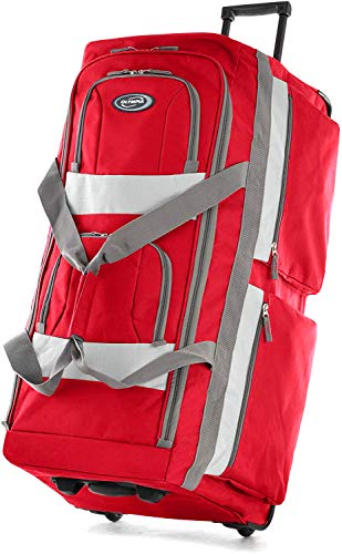 Olympia U.S.A. 8 Pocket Rolling Duffel Bag, Red, 22 inch