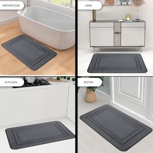 AMROAH 50x80cm Bath Mat Foam Sponge Anti-Slip Absorbent Washable, Comfortable Super Soft Bathroom Rug Machine Wash Dry Quickly for Bathroom Floor Tub Shower Toilet Door Home Bedroom