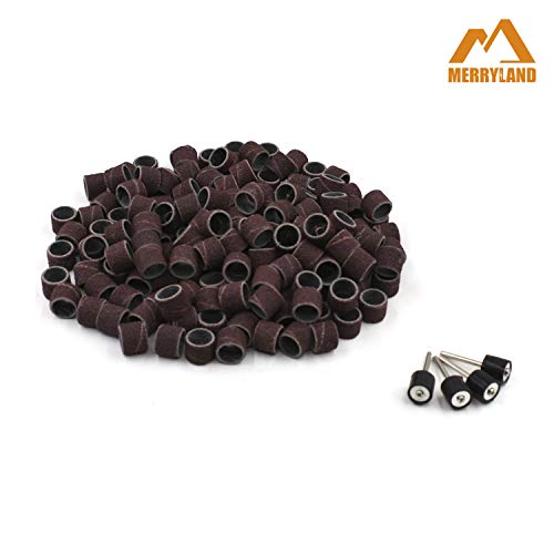 Merryland Mini Rotary Tool Accessory 184 Pcs 120# Big Sanding Band with Mandrel for Electric Power Tool DIY