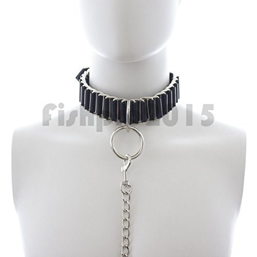 Shalleen Adults Leather Neck Restraint Bondage Slave Collar Chain Leash Fetish BDSM Kits