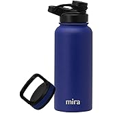 MIRA 32 oz Insulated Sports Bottle - Stainless Steel Temperature Control Thermo - Easy-Drink Spout (24Hr Cold/12Hr Hot) - Blue