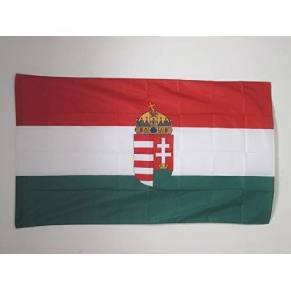 AZ FLAG - Hungary coat of arms Flag - 2x3 Ft - Hungarian Banner with Sleeve - 100% Polyester - Fade Resistant - Vivid Colors - 2' x 3' Feet - 90x60 Cm
