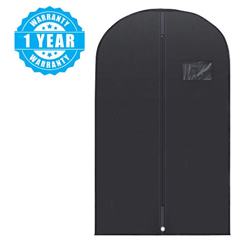 Plixio Garment Bags Suit Bag for Travel and Clothing Storage of Dresses, Dress Shirts, Coats- Includes Zipper and Transparent Window (Black- 5 Pack: 40") - Thumbnail 5