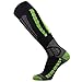Pure Athlete Ski Socks Warm Merino Wool - Best Lightweight Thin Ski Snowboard Sock Women Men (1 Pair - Black/Neon Green, Small-Medium)