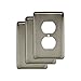 Franklin BrassW10249V-SN-C Stamped Steel Round Single Duplex Outlet Wall Plate / Switch Plate / Cover, Satin Nickel, 3-Pack