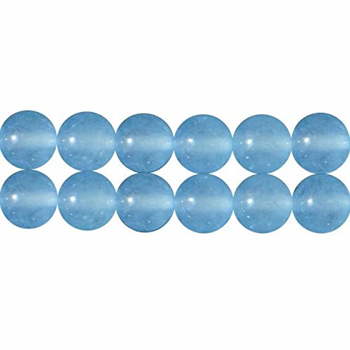 Aqua Blue Chalcedony Semi Precious Stone Smooth Round 4mm Loose Beads for Jewellery Making Supplies One Strand 15 Inch APX 92 Pcs
