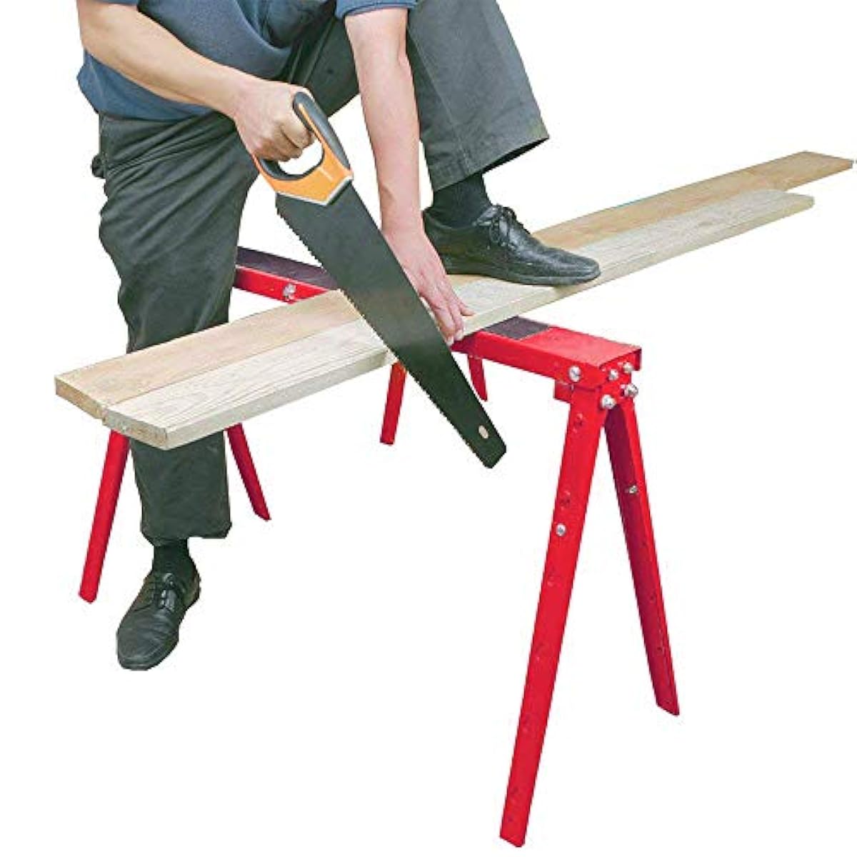 Sawhorse Heavy Duty Folding Metal Adjustable Compact Table ...