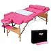 Birsppy Uenjoy Massage Table 84'' Professional Folding Massage Bed Deluxe Model with Extra Width, Ultra-Thick Sponge, PU Leather Surface & Additional Accessories, 2 Fold, Pink