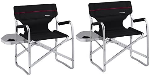 OnwaySports 2 Pack Aluminum Frame Director Chair with Side Table Lightweight Foldable Portable for Camping in Black