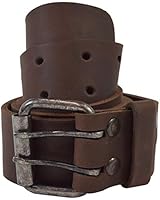 Hide &amp; Drink, Rustic Reinforced Leather Belt/Rustic Double Prong Buckle, 1.5 in. Wide Handmade Includes 101 Year Warranty :: Bourbon Brown (Size 34)