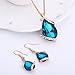 Mimgo Waterdrop Design Rhinestone Pendant Necklace Hook Earrings Chic Lady Jewelry Set