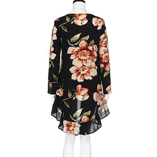 Sinfu Women's Blouse Vintage Autumn Winter Summer Spring Floral Print Long Sleeve Shirt Casual Blouse Ruffles Irregular Tops (XXL US size 12)