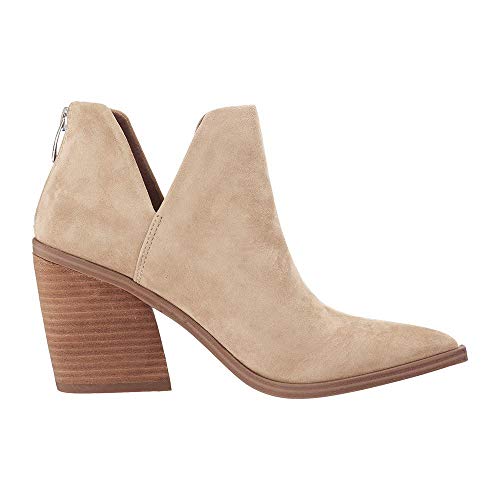 Kathemoi Womens Ankle Boots Slip on Cutout Pointed Toe Snakeskin Chunky Stacked Mid Heel Booties