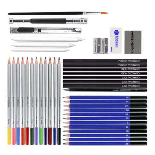 Conjunto Profissional De Lápis De Cor Para Desenho E Esboço Com 41 Unidades, Lápis De Cor Grafite, Ferramenta De Haste De Carvão, Estojo Lona com Zíper, Para Crianças Adultos, Adolescentes E Artistas