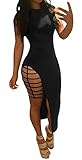 Ybenlow Women's Hollow Out Sleeveless Bodycon Bandage Club Beach Dress