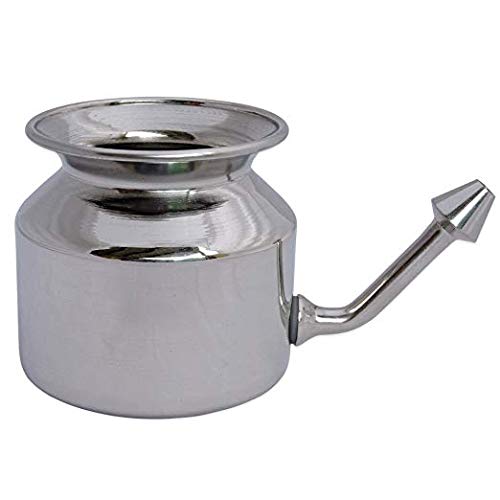 Anicent Impex Stainless Steel Neti Pot with 5 Sachets Neti Salt and Instruction Leaflet for Nasal Cleansing