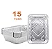DoKa Home (15-Pack) Aluminum Pans 8.5 x 6 x 1.5 inch Disposable Steam Table Pans. Foil Trays for Baking, Cooking, Broiling, Roasting. Small Size Chafing Silver Color Pans