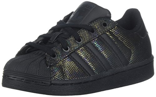 adidas Originals Boys  Superstar Black Iridescent C Sneaker, Black/Black/Black, 1.5 M US Little Kid