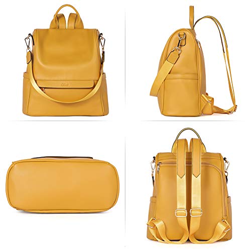 yellow leather backpack purse