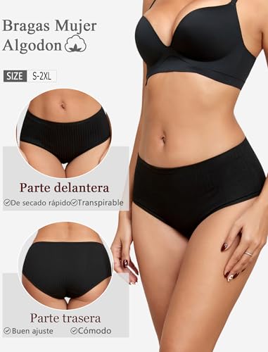 ALL OF ME Pack of 6 Women's Cotton High Waisted Underwear Women's Breathable Full Coverage Multi-Pack S-XXL