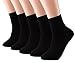 CozyWow Men's Dress Socks Mid Calf Cotton Crew Socks Black Brown 5-Pack-Black