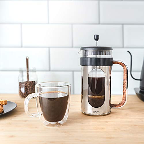 brim 8 Cup French Press, Quickly Brew Coffee in Under 5 Minutes