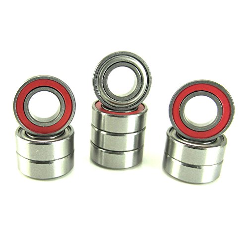6x12x4mm Precision Ball Bearings ABEC 3 Hybrid Seals (10) MR126-RZ-RED
