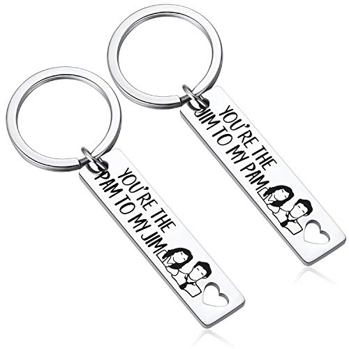 2pcs You are The Pam to My Jim Keychain Set The Office TV Show Inspired - Boyfriend and Girlfriend Couples Gift His and Hers Anniversary Present Husband and Wife Engagement Gifts for Him and Her