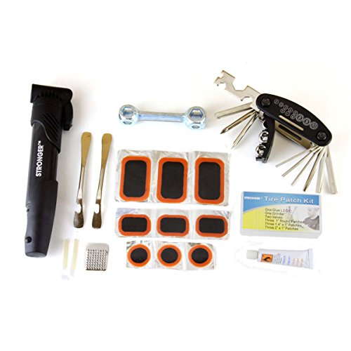 LB1 High Performance Bicycle Bike Repair Tool Kit with 29 Bicycle Tools, Tire Pump, Tire Patches, Tire Levers, Hanging Bag Bicycle Cycling Maintenance Tool Set