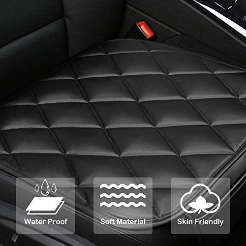 QBUC Car Seat Cushion Pad 2Pcs Car Interior Seat Cushion Mat with Pocket Car Seat Cover Protector Accessories for Car Seat,Office Chair,Home Use with Soft PU Leather(Black) - Thumbnail 5