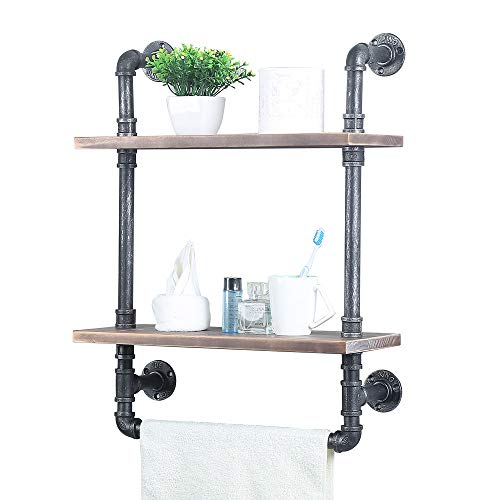 Industrial Bathroom Shelves Wall Mounted 2 Tier,Rustic Pipe Shelving