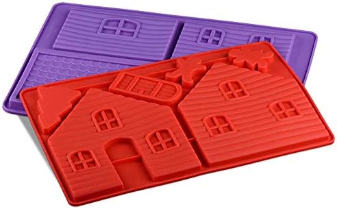 2 Color Christmas House Set Chocolate DIY Gingerbread House Mould Silicone Biscuits High Temperature Baking Mould …