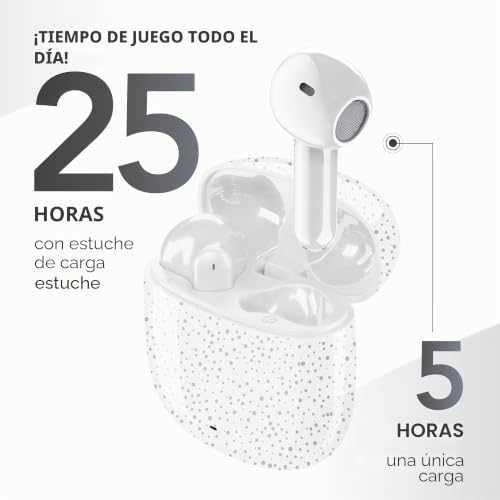 - Showy Auriculares Bluetooth con cápsula, diseño ergonómico, Sonido equilibrado y Comodidad óptima, fantasía Dotted Elegance