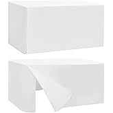 HolidayIdeas Fitted Table Covers for 6 Foot Tables - 72 x 30 Inch - 2 Pack Rectangle Table Clothes Versatile Fabric Table Cover for Folding Table, Parties, Holiday Dinner, Trade Show (White)