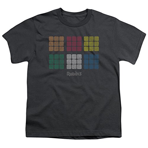 Kids Rubik's Cube Minimal Squares Youth T-shirt, Charcoal, Medium