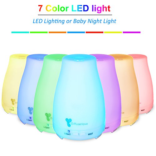Diffuserlove MAX 220ML Essential Oil Diffuser Ultrasonic Remote Control Aromatherapy Diffuser Mist Humidifiers with 7 Color LED Lights and Waterless Auto Shut-off for Bedroom Office House Kitchen Yoga