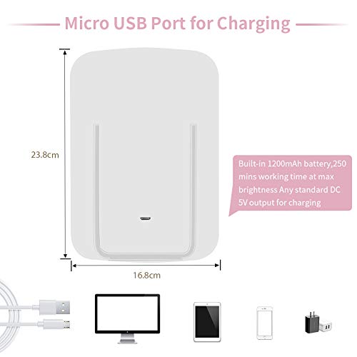 Ouesen 33 LEDs Dimmable Makeup Mirror with Lights, Vanity Mirror USB Rechargeable with Touch Screen, Lighted Travel Makeup Mirror Bright Daylight （White）
